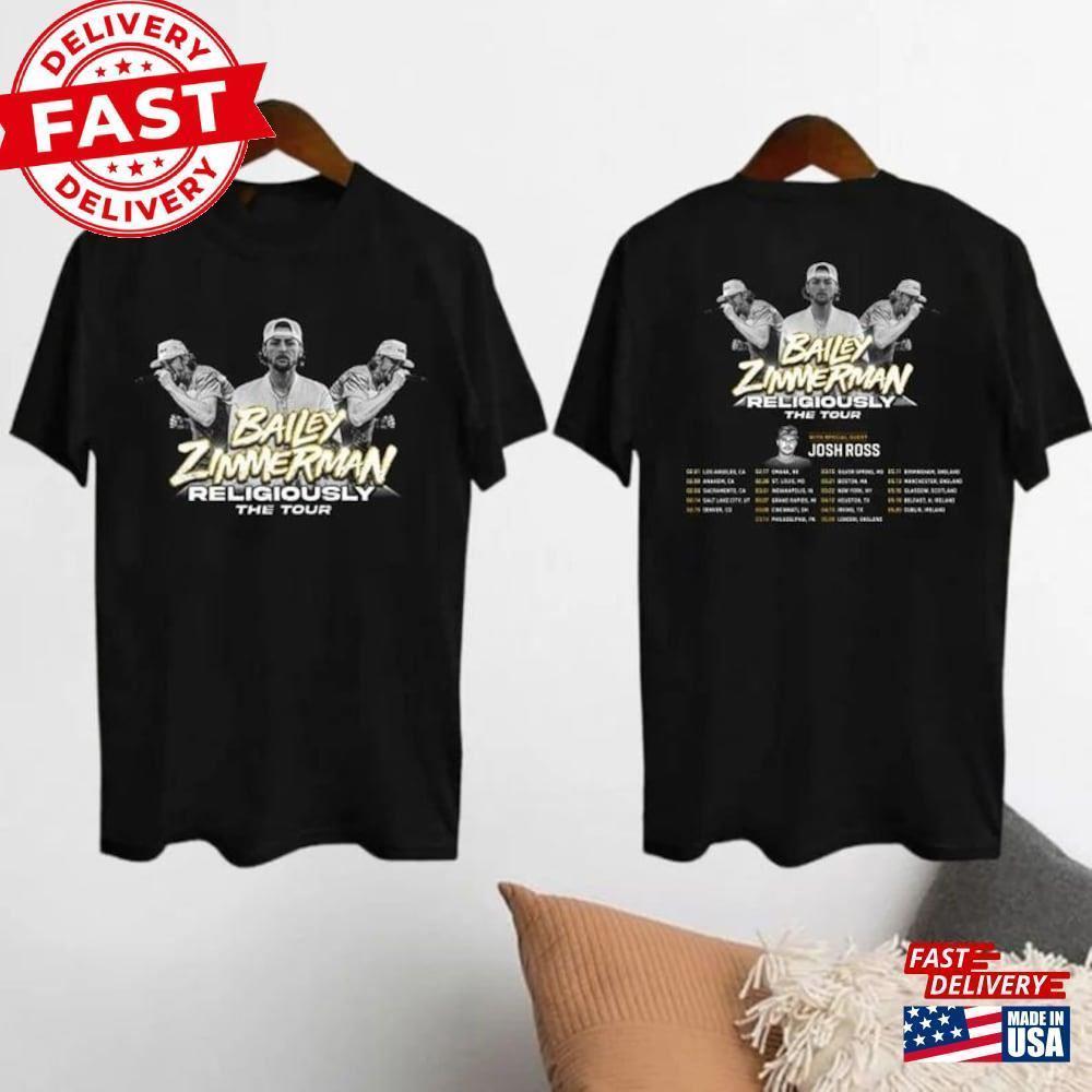 Bailey Zimmerman Religiously World Tour Shirt Fan Country 2 Sided - Picture 1 of 4